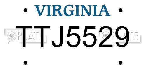 TTJ5529 Virginia License Plate