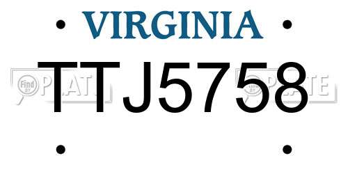 TTJ5758 Virginia License Plate