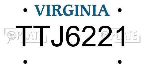 TTJ6221 Virginia License Plate