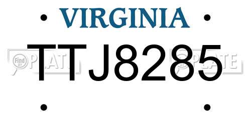 TTJ8285 Virginia License Plate