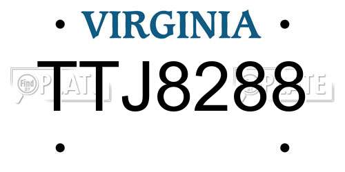 TTJ8288 Virginia License Plate