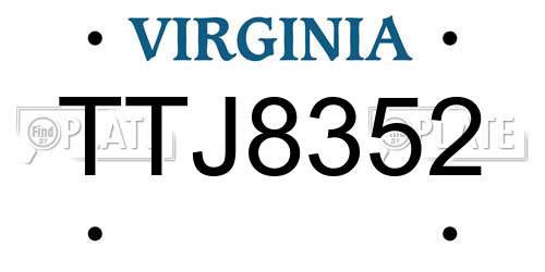 TTJ8352 Virginia License Plate
