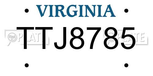 TTJ8785 Virginia License Plate