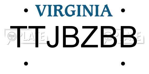 TTJBZBB Virginia License Plate