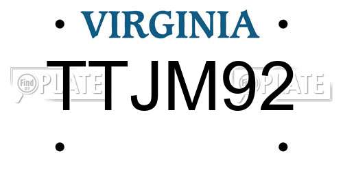 TTJM92 Virginia License Plate