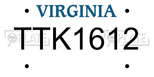 TTK1612 Virginia License Plate