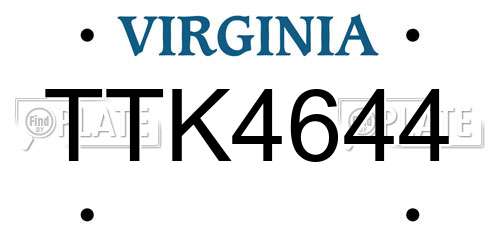 TTK4644 Virginia License Plate