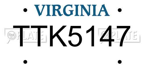 TTK5147 Virginia License Plate