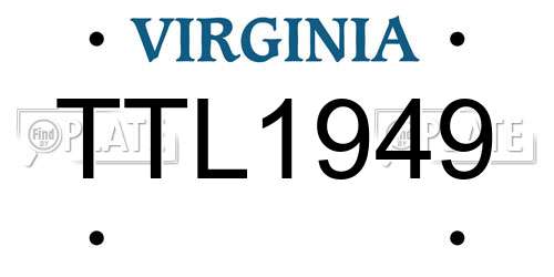 TTL1949 Virginia License Plate
