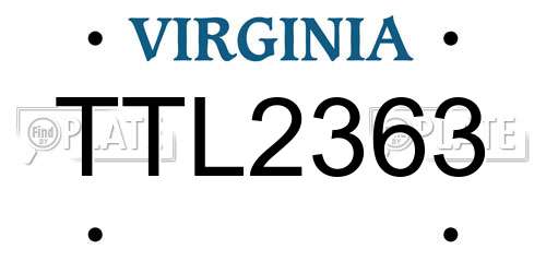 TTL2363 Virginia License Plate