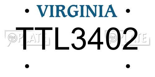 TTL3402 Virginia License Plate