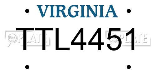 TTL4451 Virginia License Plate