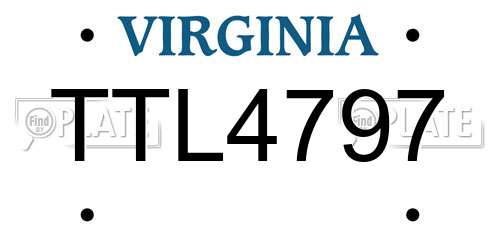 TTL4797 Virginia License Plate