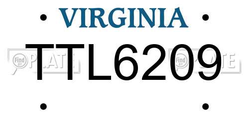 TTL6209 Virginia License Plate