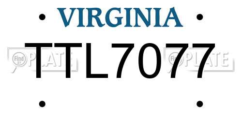 TTL7077 Virginia License Plate