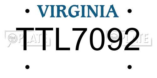 TTL7092 Virginia License Plate