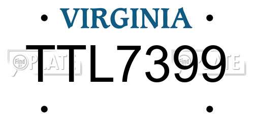 TTL7399 Virginia License Plate