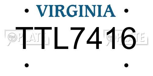 TTL7416 Virginia License Plate
