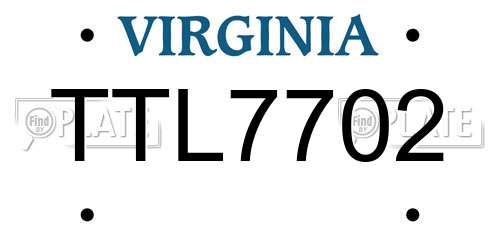 TTL7702 Virginia License Plate