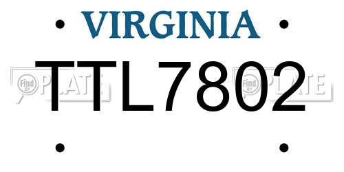 TTL7802 Virginia License Plate