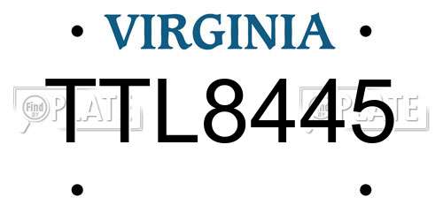TTL8445 Virginia License Plate