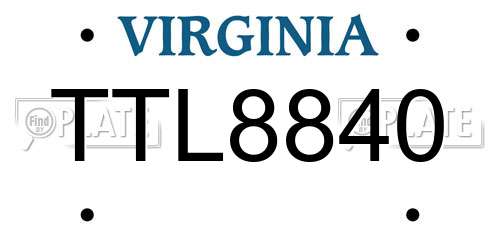 TTL8840 Virginia License Plate