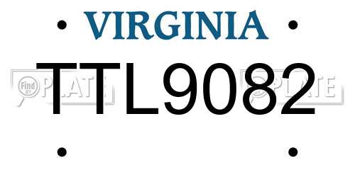 TTL9082 Virginia License Plate