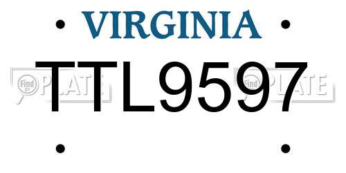 TTL9597 Virginia License Plate