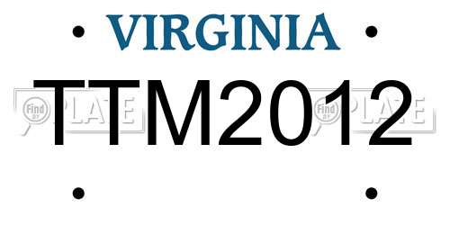 TTM2012 Virginia License Plate