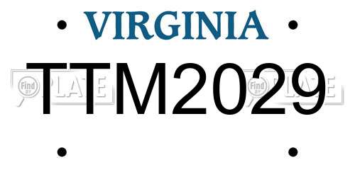 TTM2029 Virginia License Plate