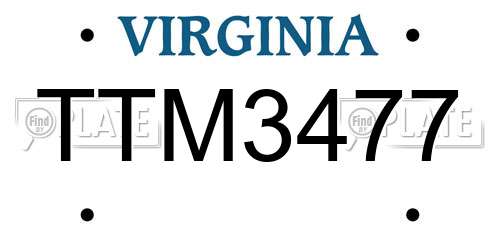 TTM3477 Virginia License Plate