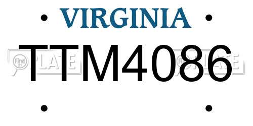 TTM4086 Virginia License Plate