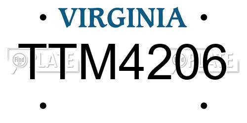 TTM4206 Virginia License Plate