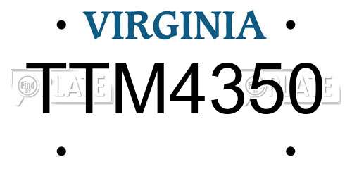 TTM4350 Virginia License Plate