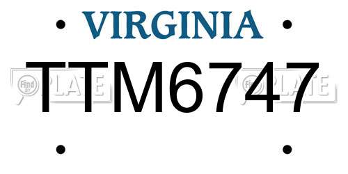 TTM6747 Virginia License Plate