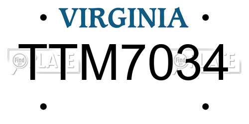 TTM7034 Virginia License Plate