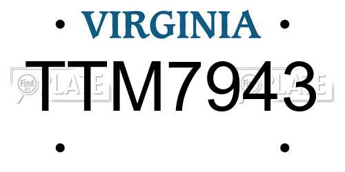 TTM7943 Virginia License Plate