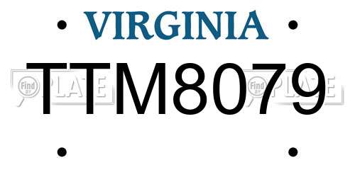 TTM8079 Virginia License Plate