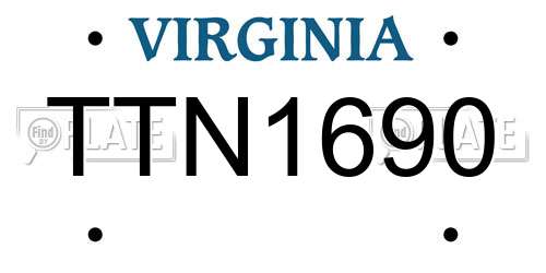 TTN1690 Virginia License Plate
