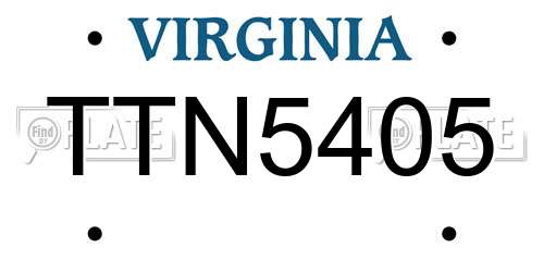 TTN5405 Virginia License Plate