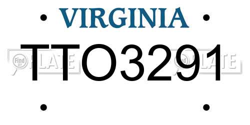 TTO3291 Virginia License Plate