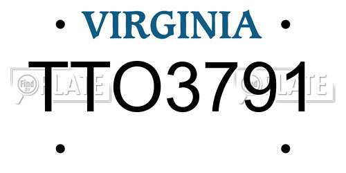TTO3791 Virginia License Plate
