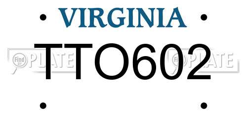 TTO602 Virginia License Plate