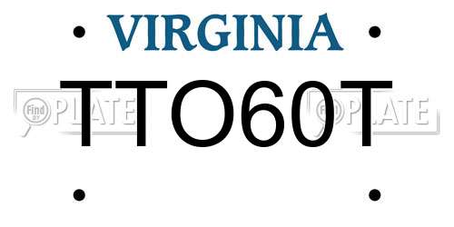 TTO60T Virginia License Plate