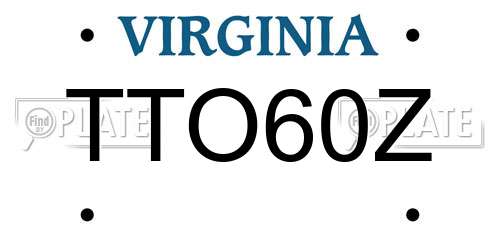 TTO60Z Virginia License Plate