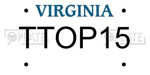 TTOP15 Virginia License Plate
