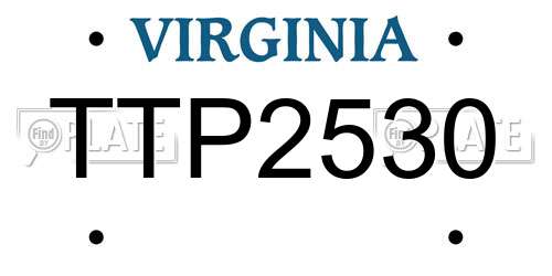 TTP2530 Virginia License Plate