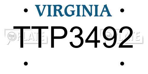 TTP3492 Virginia License Plate