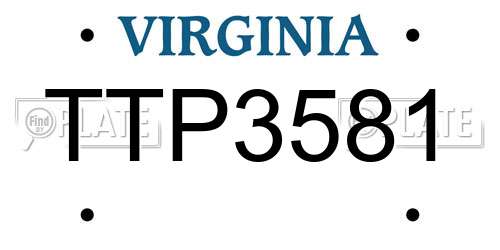 TTP3581 Virginia License Plate