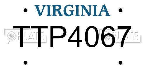 TTP4067 Virginia License Plate
